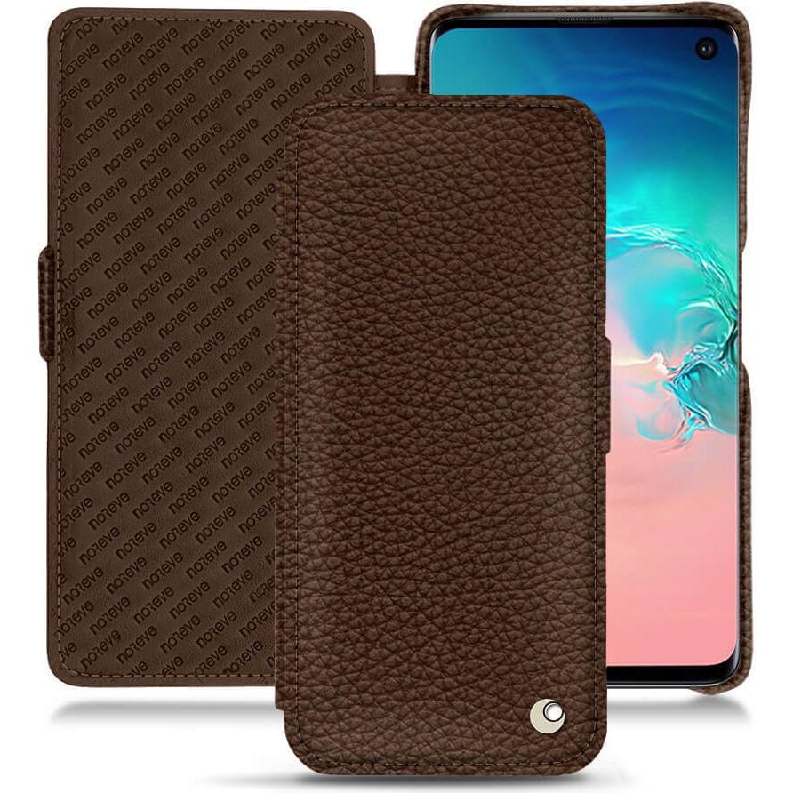 Noreve Lederschutzhülle horizontal (Samsung Galaxy S10e), Smartphone Hülle, Braun