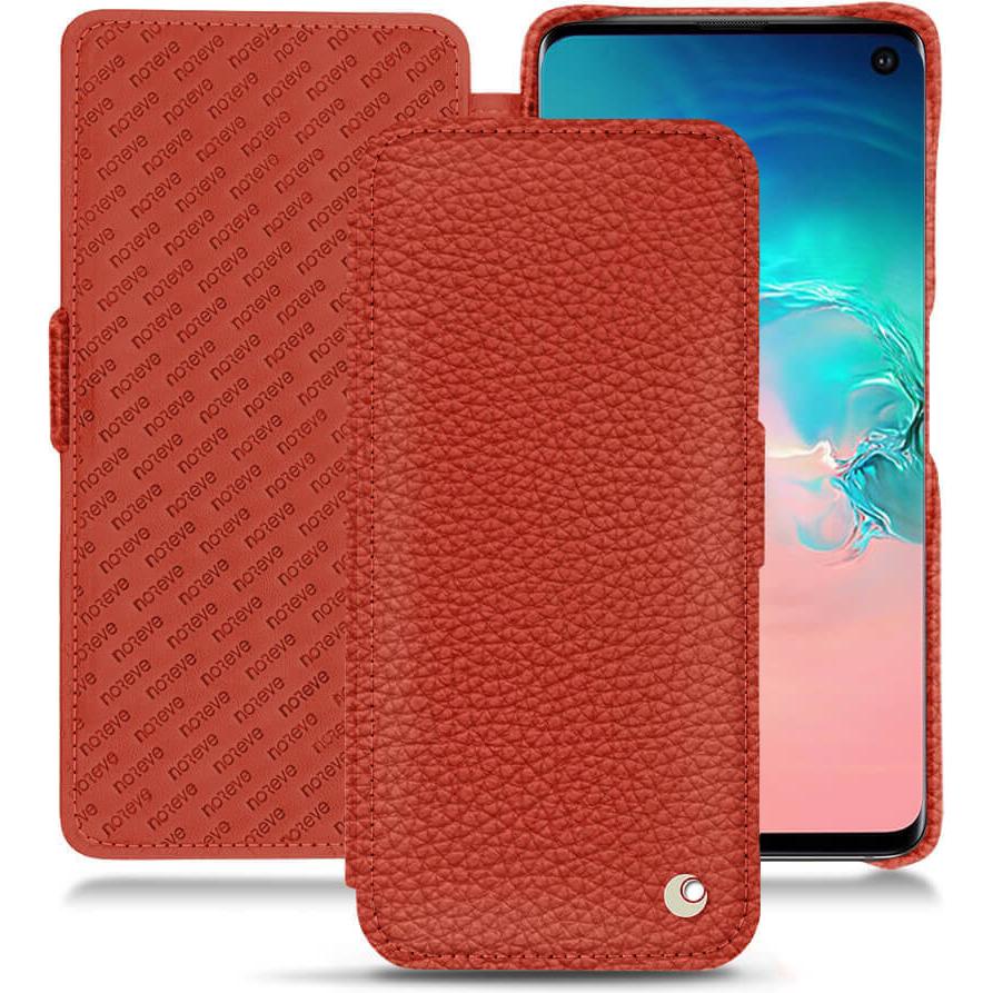 Noreve Lederschutzhülle horizontal (Samsung Galaxy S10e), Smartphone Hülle, Orange