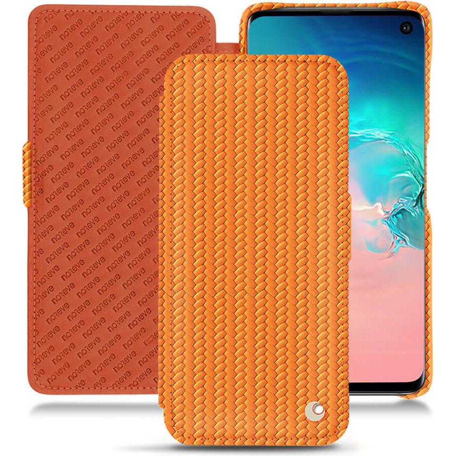 Noreve Lederschutzhülle horizontal (Samsung Galaxy S10e), Smartphone Hülle, Orange