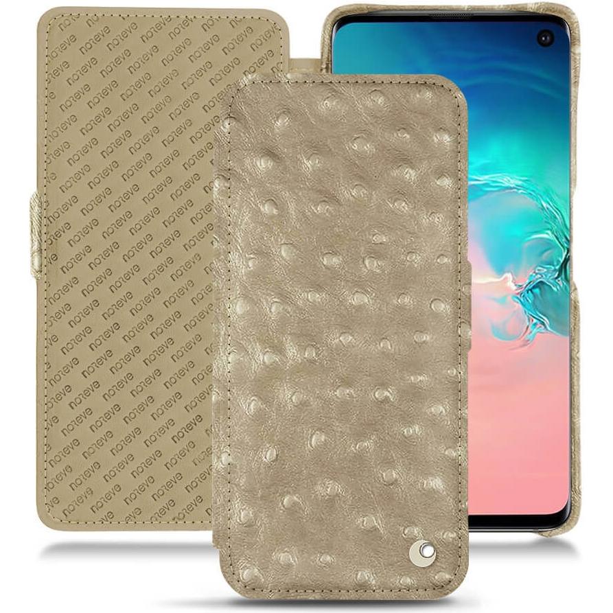 Noreve Lederschutzhülle horizontal (Samsung Galaxy S10e), Smartphone Hülle, Beige