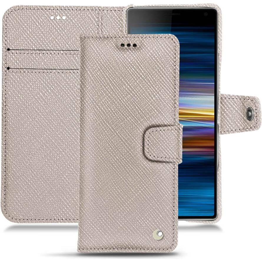 Noreve Lederschutzhülle Wallet (Sony Xperia 10 Plus), Smartphone Hülle, Beige