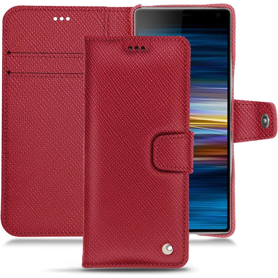 Noreve Lederschutzhülle Wallet (Sony Xperia 10 Plus), Smartphone Hülle, Rot