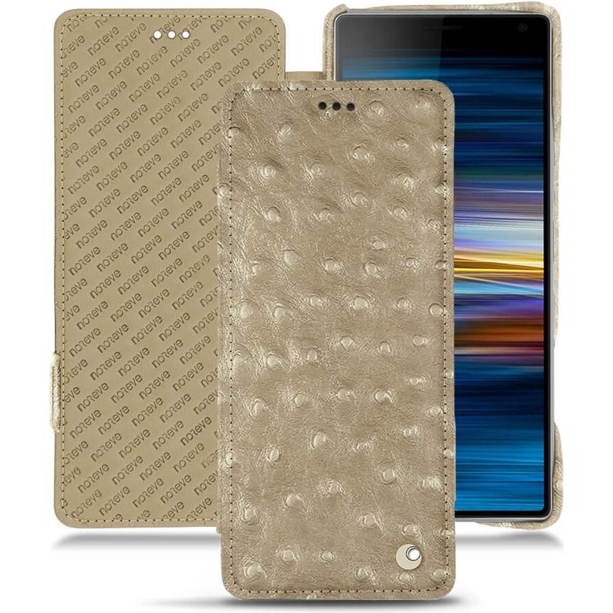 Noreve Lederschutzhülle horizontal (Sony Xperia 10 Plus), Smartphone Hülle, Beige