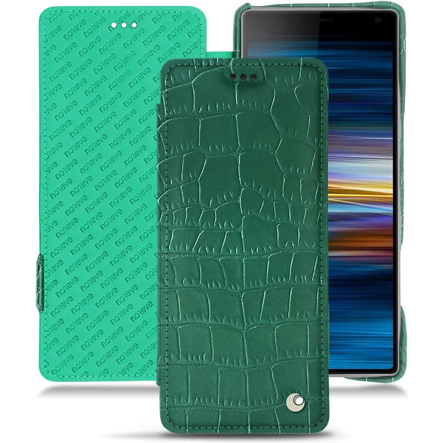 Noreve Lederschutzhülle horizontal (Sony Xperia 10 Plus), Smartphone Hülle, Grün