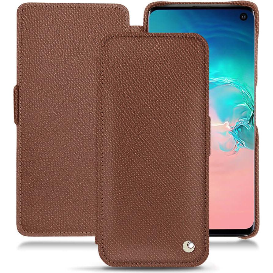 Noreve Lederschutzhülle horizontal (Samsung Galaxy S10e), Smartphone Hülle, Braun