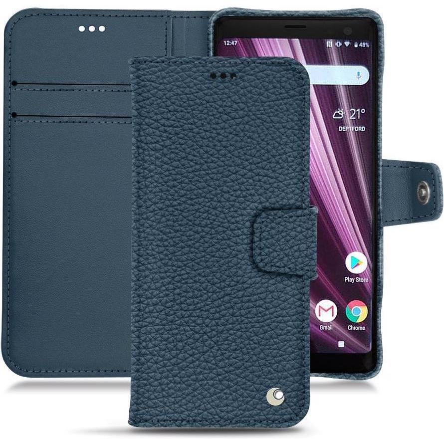 Noreve Lederschutzhülle Wallet (Sony Xperia XZ3), Smartphone Hülle, Blau