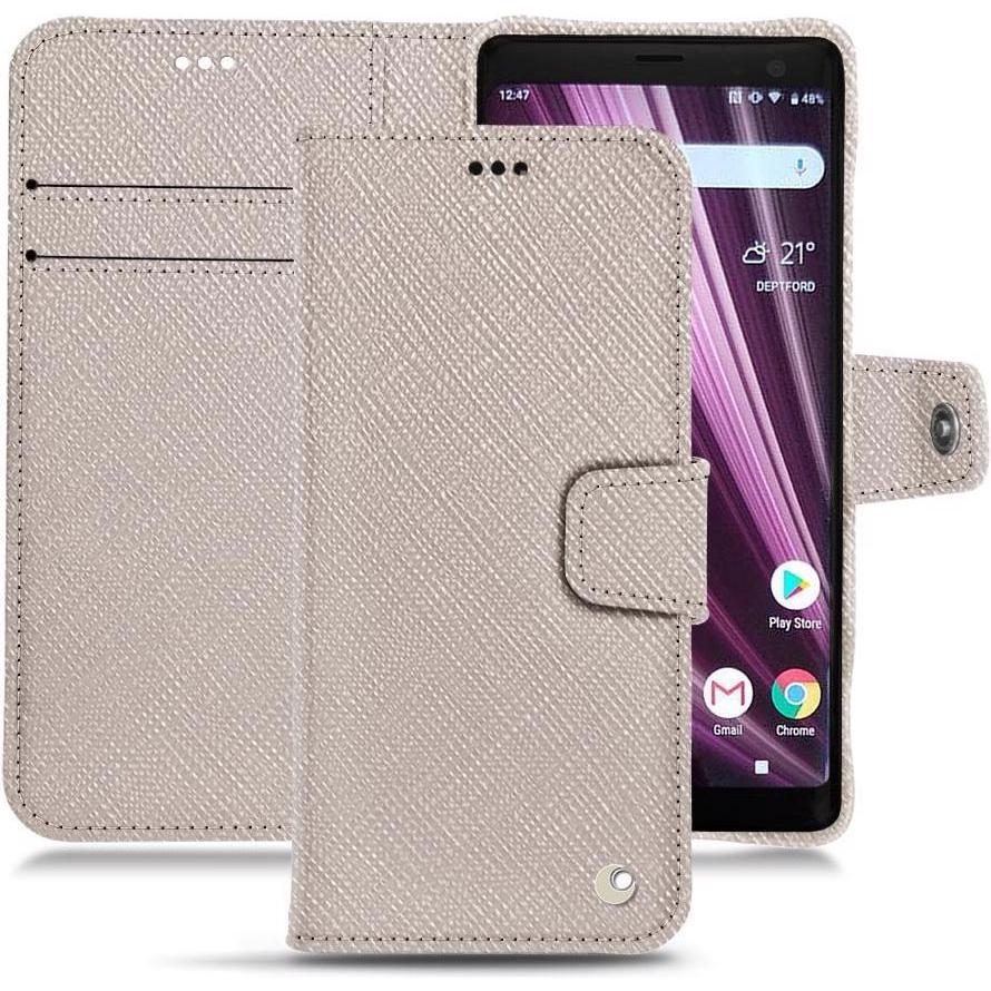 Noreve Lederschutzhülle Wallet (Sony Xperia XZ3), Smartphone Hülle, Beige
