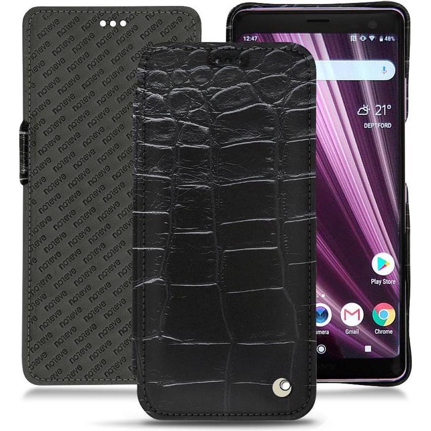 Noreve Lederschutzhülle horizontal (Sony Xperia XZ3), Smartphone Hülle, Schwarz