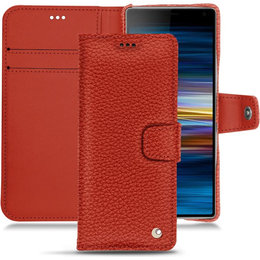 Noreve Lederschutzhülle Wallet (Sony Xperia 10), Smartphone Hülle, Orange