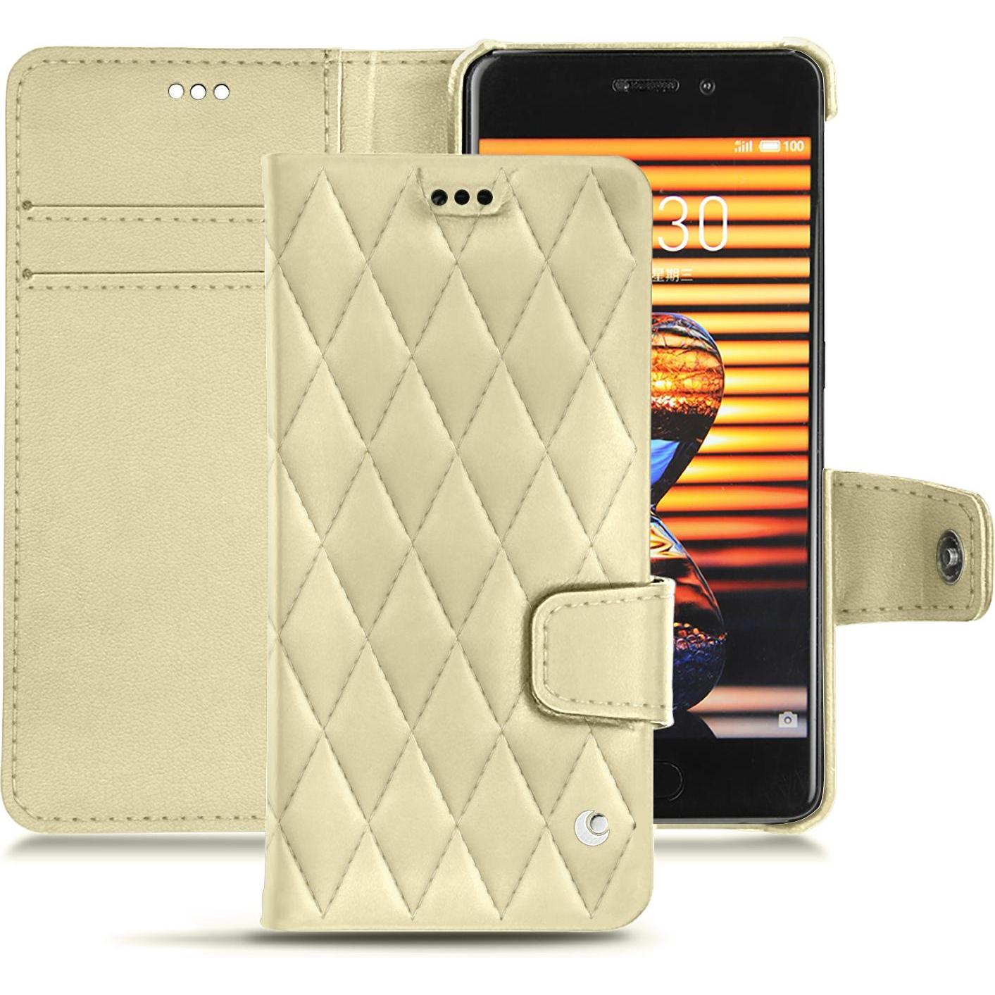 Noreve Lederschutzhülle Wallet (Meizu Pro 7), Smartphone Hülle, Beige