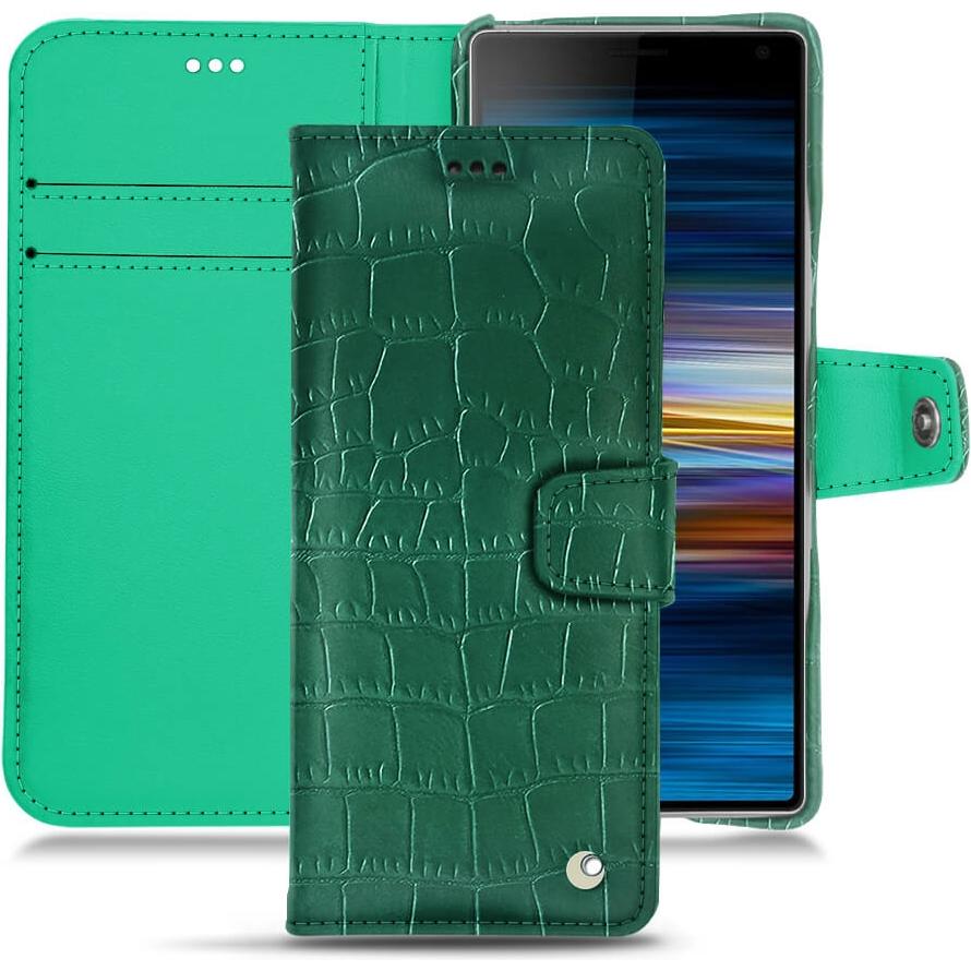 Noreve Lederschutzhülle Wallet (Sony Xperia 10), Smartphone Hülle, Grün