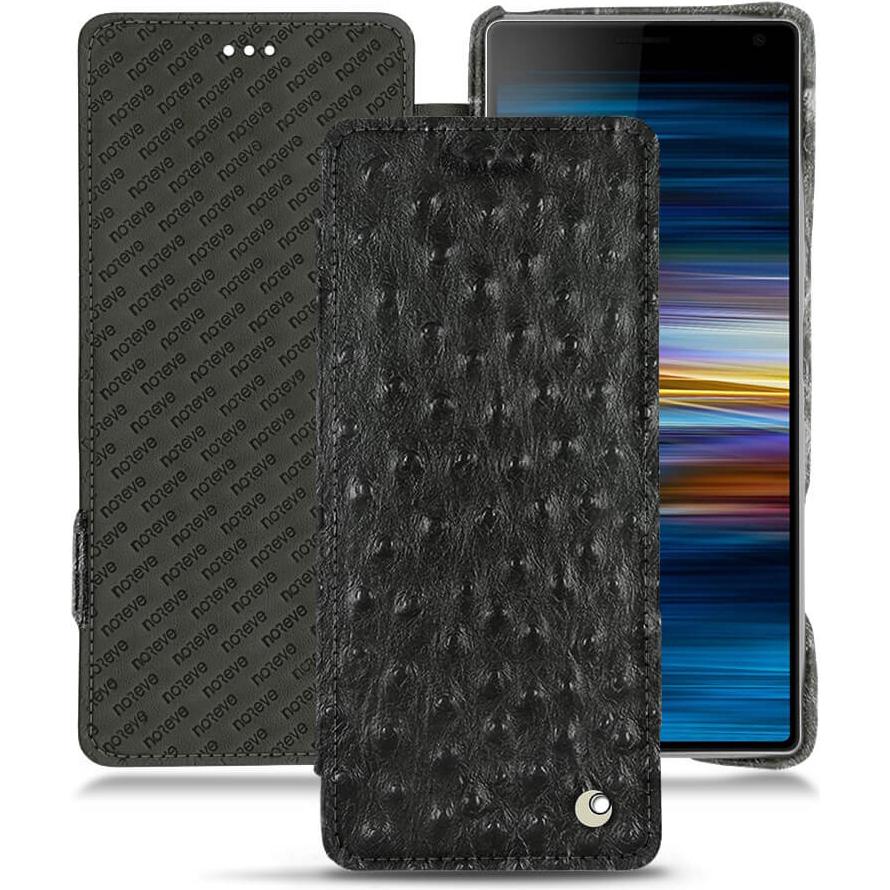 Noreve Lederschutzhülle horizontal (Sony Xperia 10), Smartphone Hülle, Schwarz