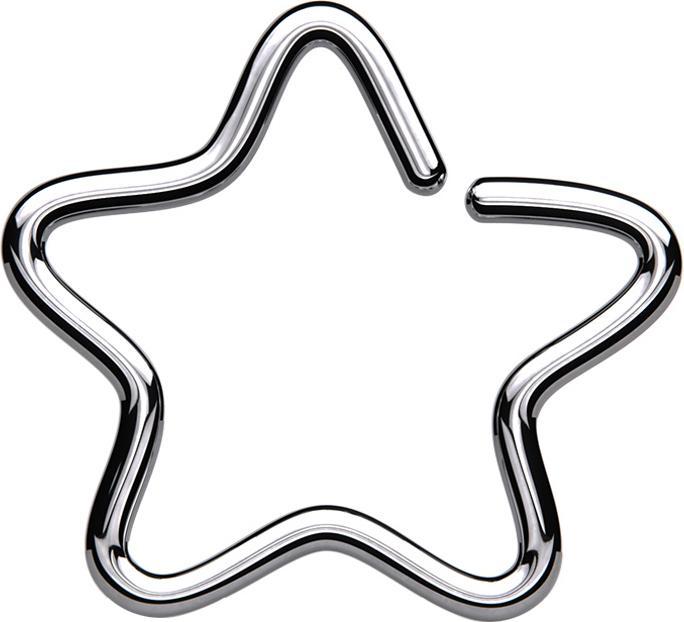 Produktbild Star Piercing Micro Piercing Ring Stern silber mit Titanium Schicht (Chirurgenstahl 316L, ohne Messing)