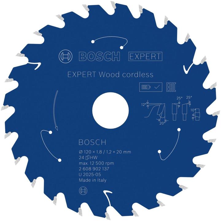 Produktbild Bosch Professional Zubehör Blau Zubehör 2608902137 EXPERT Kreissägeblatt Holz kabellos 120 x 1,8/1,2 x 20 mm T24