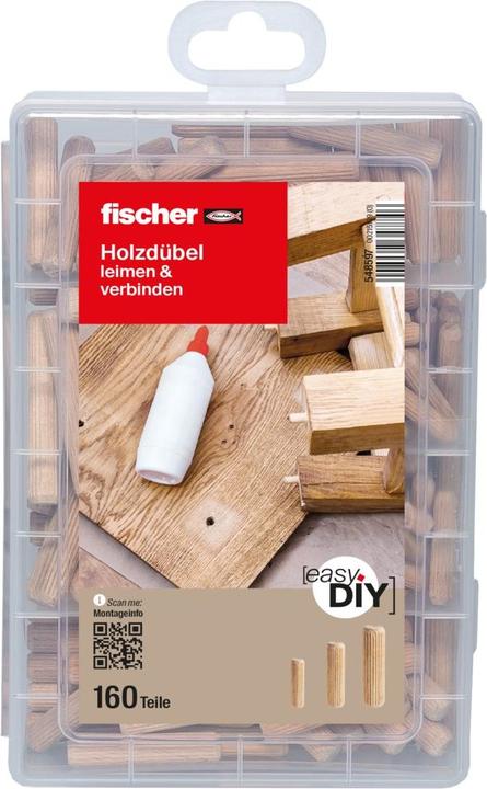 Actual product image Fischer EasyDIY Box wooden dowels (160 pcs.)
