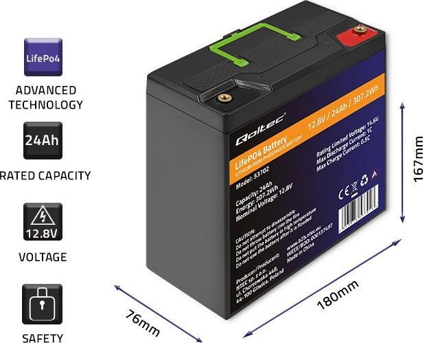 Produktbild Qoltec Akumulator (24 Ah, 12.80 V)