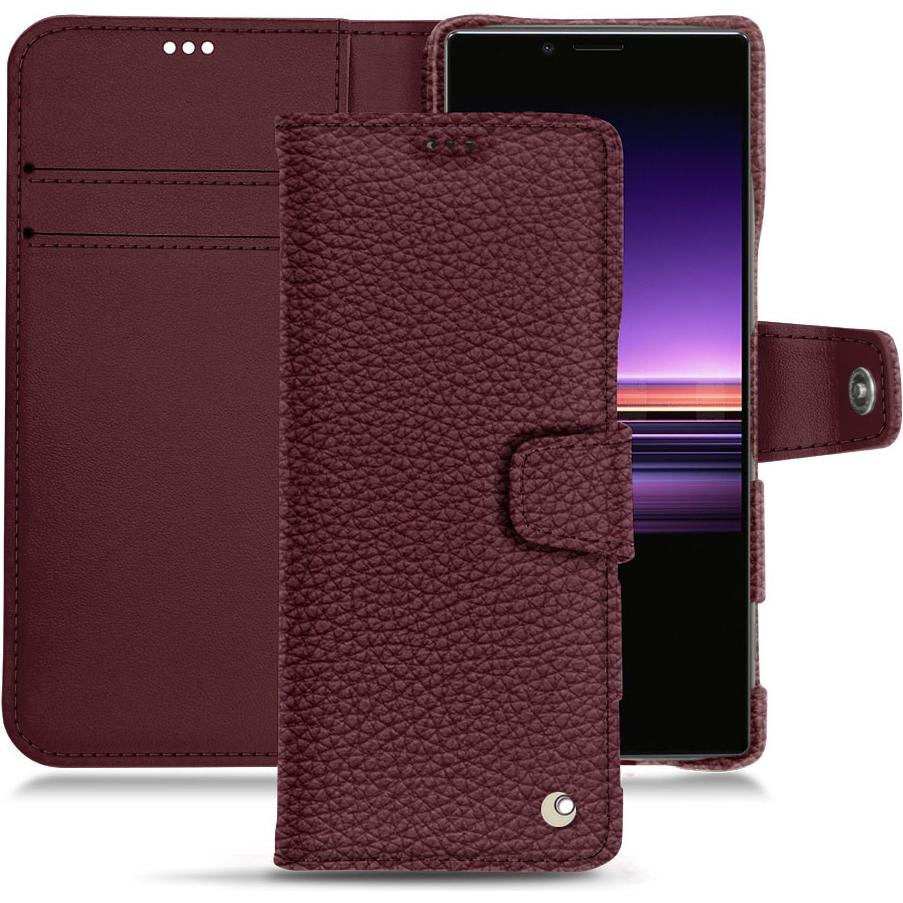 Noreve Lederschutzhülle Wallet (Sony Xperia 1), Smartphone Hülle, Violett