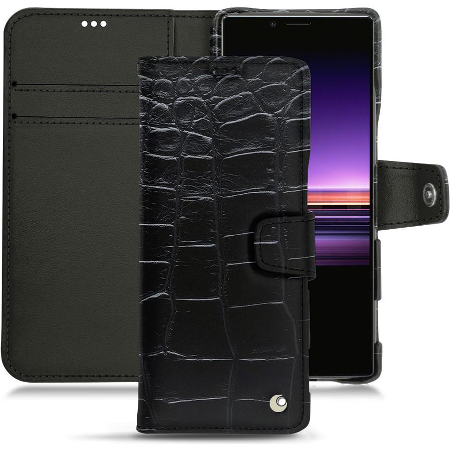 Noreve Lederschutzhülle Wallet (Sony Xperia 1), Smartphone Hülle, Schwarz