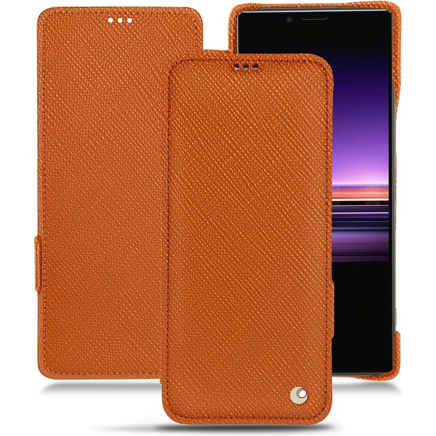 Noreve Lederschutzhülle horizontal (Sony Xperia 1), Smartphone Hülle, Orange