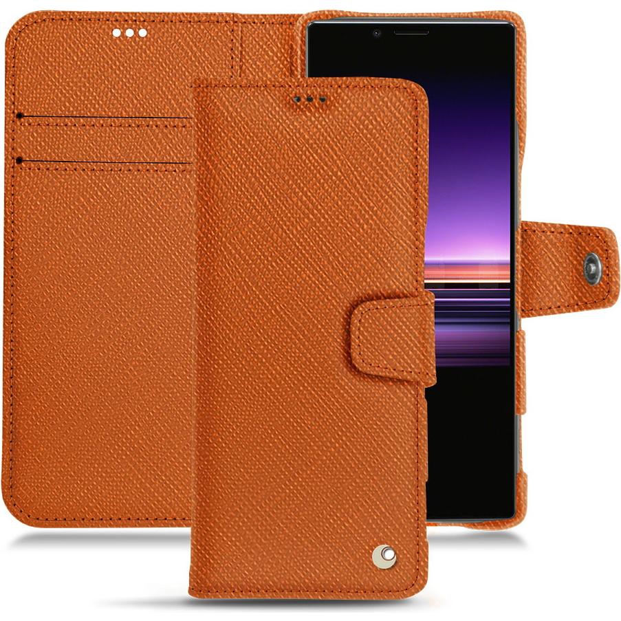 Noreve Lederschutzhülle (Sony Xperia 1), Smartphone Hülle, Orange