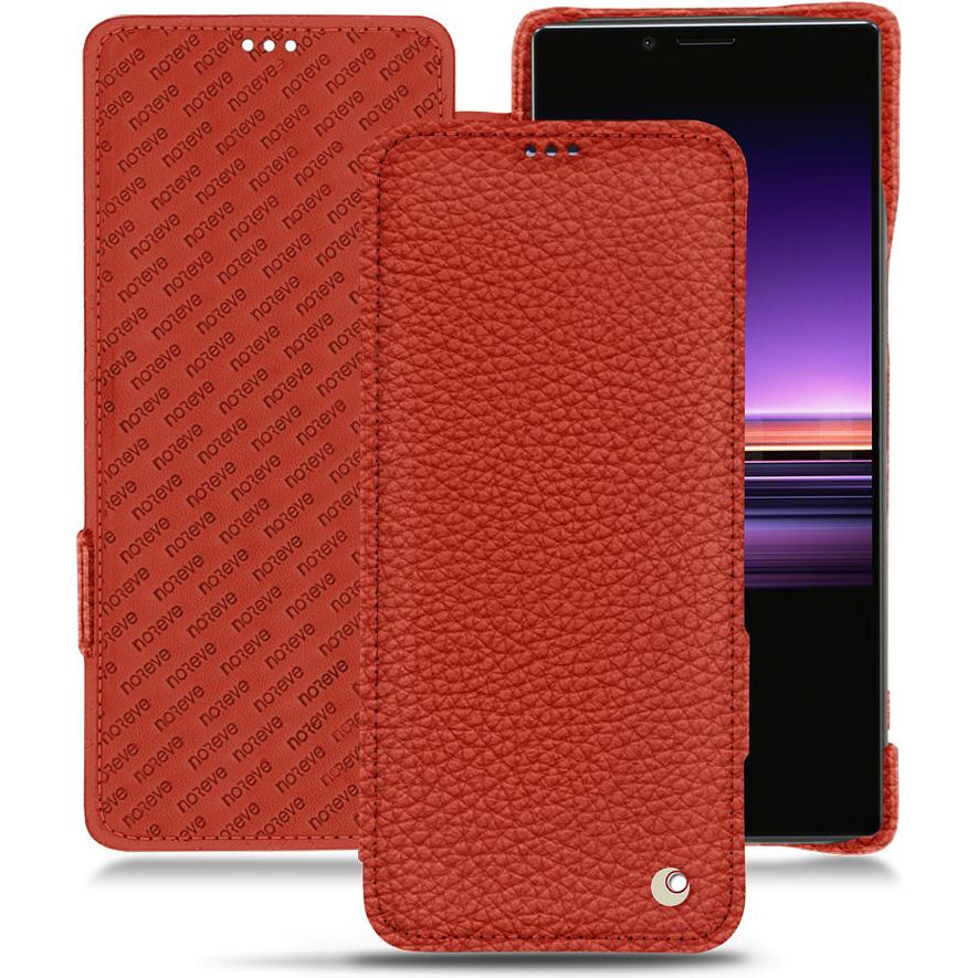 Noreve Lederschutzhülle horizontal (Sony Xperia 1), Smartphone Hülle, Orange