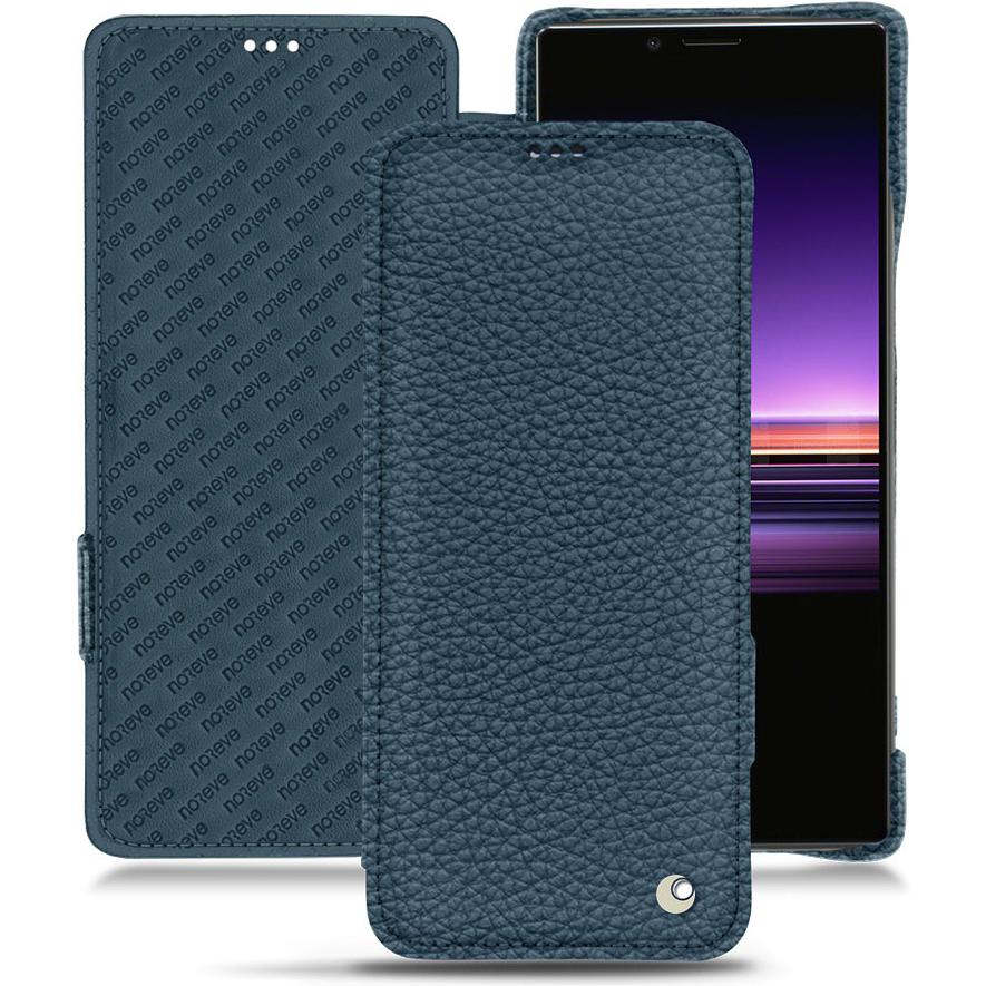 Noreve Lederschutzhülle horizontal (Sony Xperia 1), Smartphone Hülle, Blau