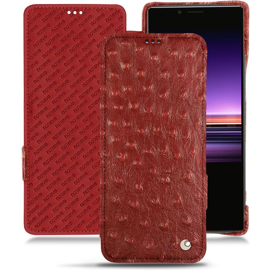 Noreve Lederschutzhülle horizontal (Sony Xperia 1), Smartphone Hülle, Rot
