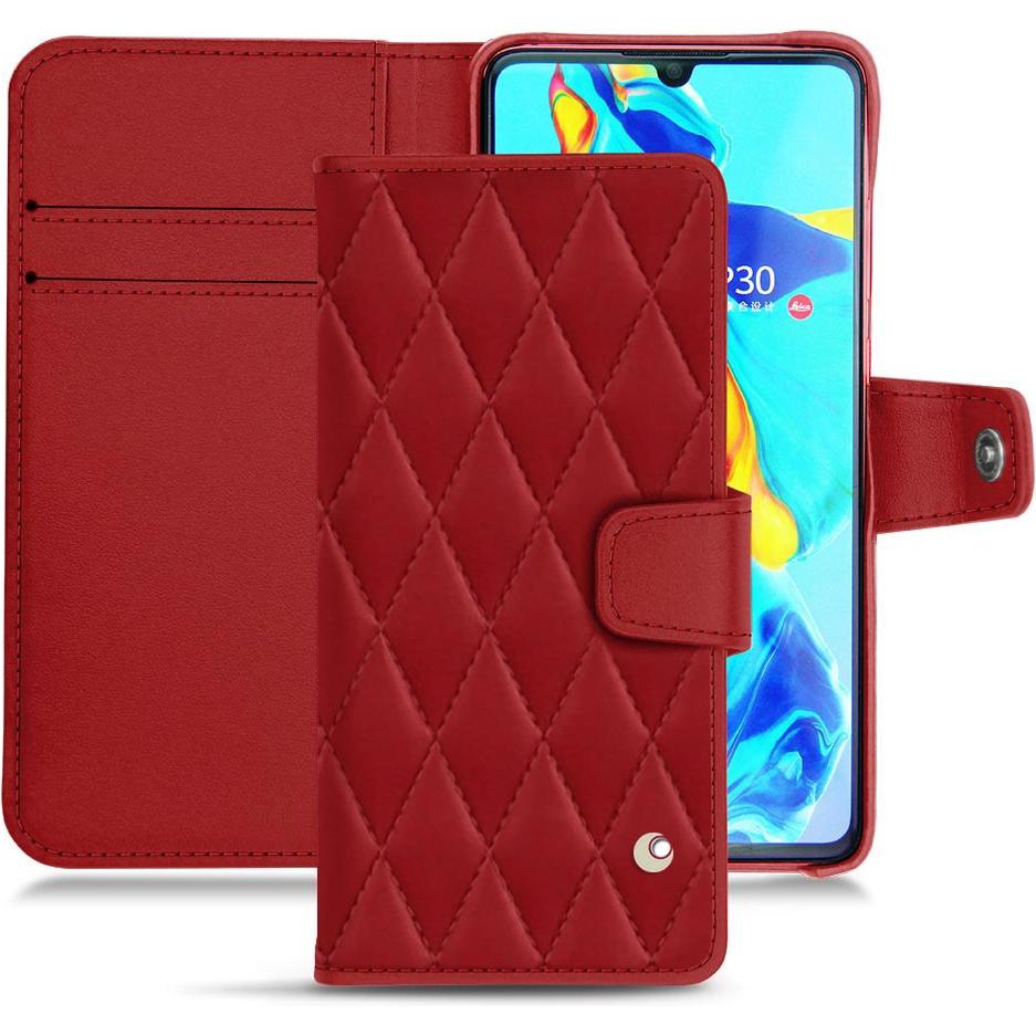 Noreve Lederschutzhülle Wallet (Huawei P30), Smartphone Hülle, Rot