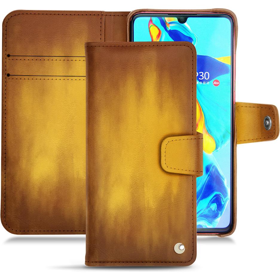 Noreve Lederschutzhülle Wallet (Huawei P30), Smartphone Hülle, Gold