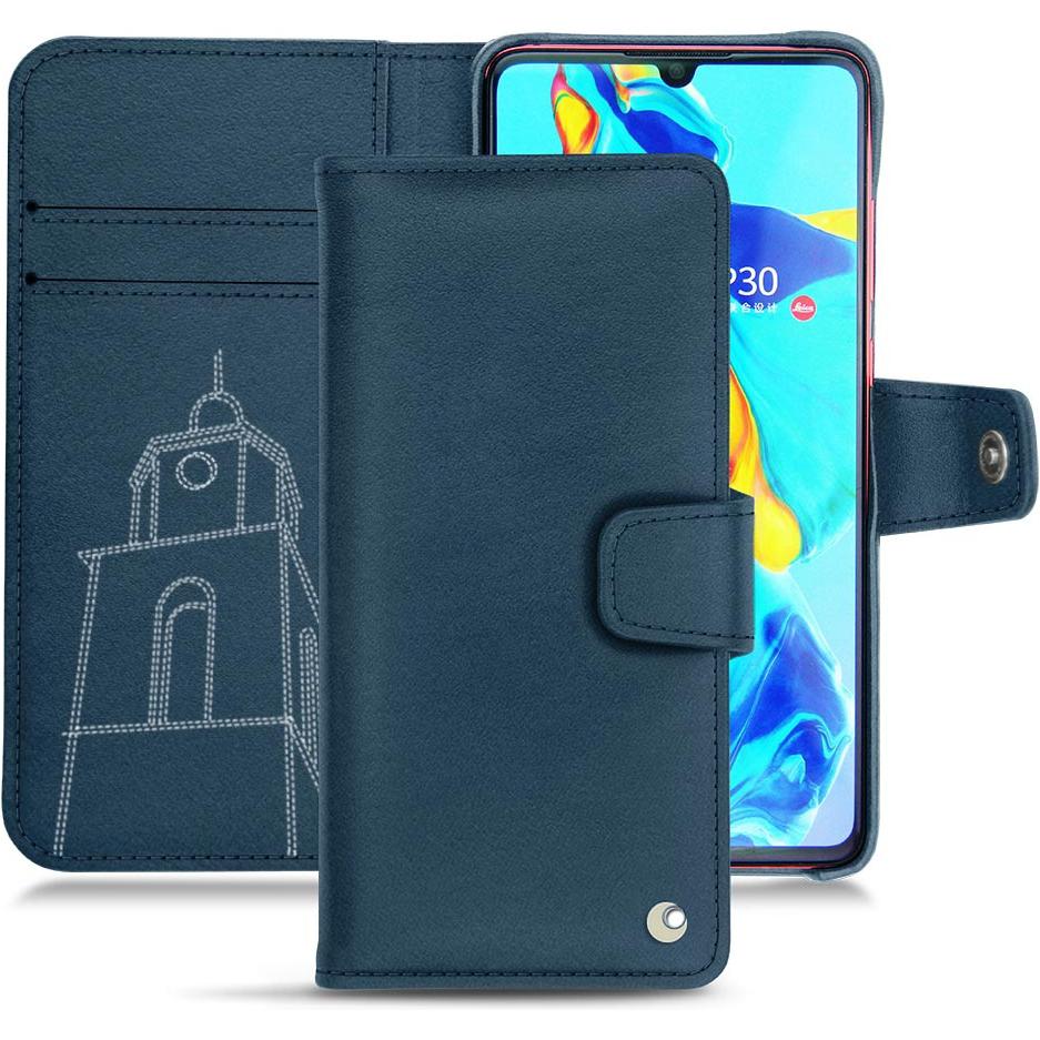 Noreve Lederschutzhülle Wallet (Huawei P30), Smartphone Hülle, Blau