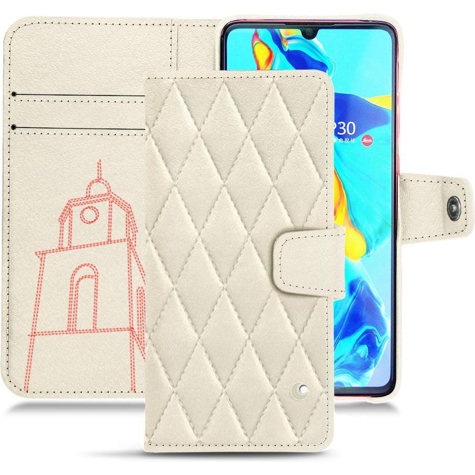 Noreve Lederschutzhülle Wallet (Huawei P30), Smartphone Hülle, Weiss