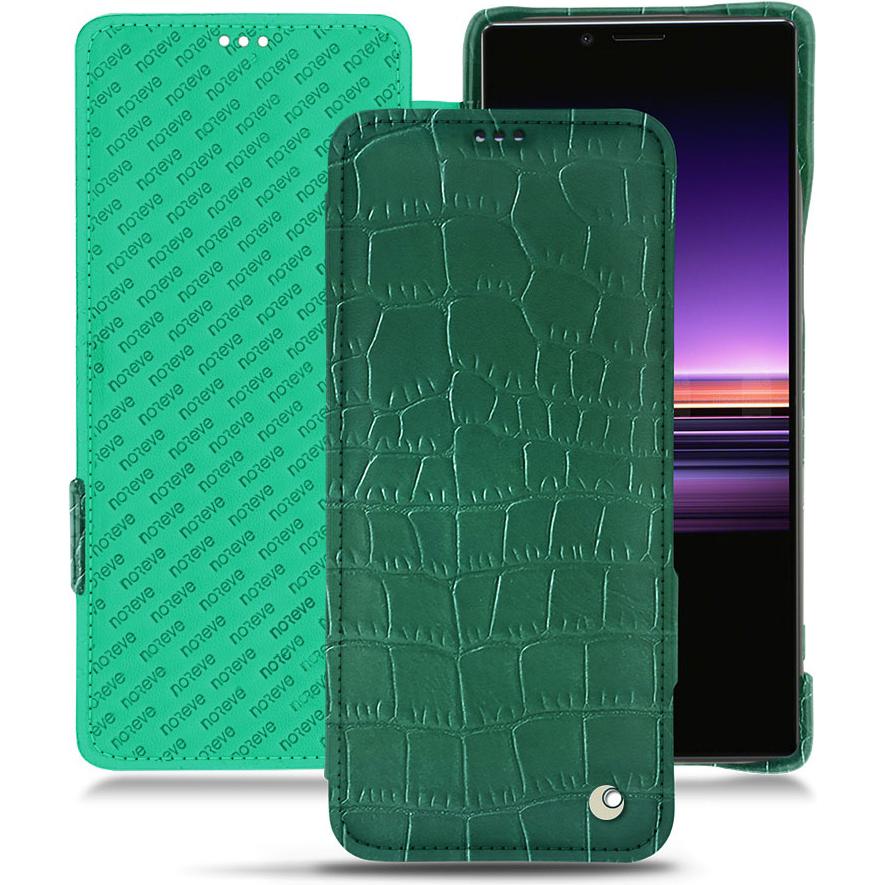 Noreve Lederschutzhülle horizontal (Sony Xperia 1), Smartphone Hülle, Grün