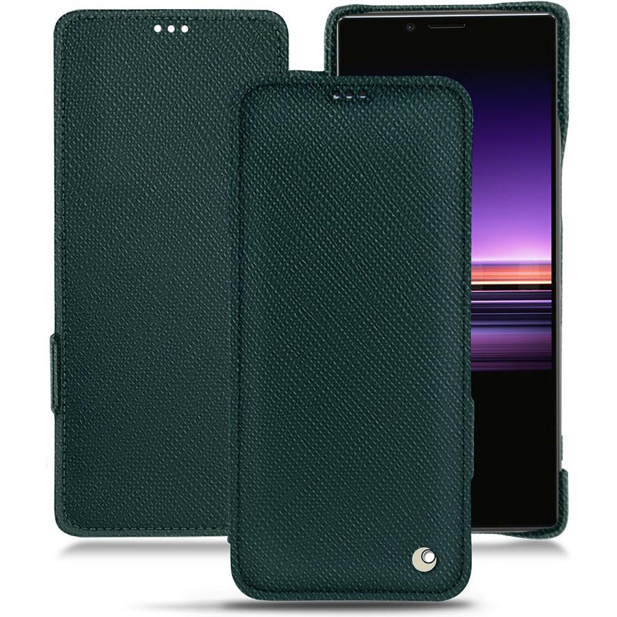 Noreve Lederschutzhülle horizontal (Sony Xperia 1), Smartphone Hülle, Grün