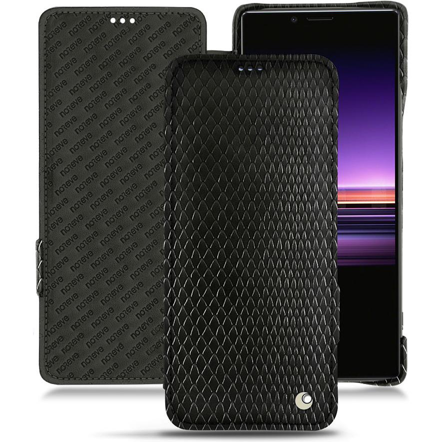Noreve Lederschutzhülle horizontal (Sony Xperia 1), Smartphone Hülle, Schwarz