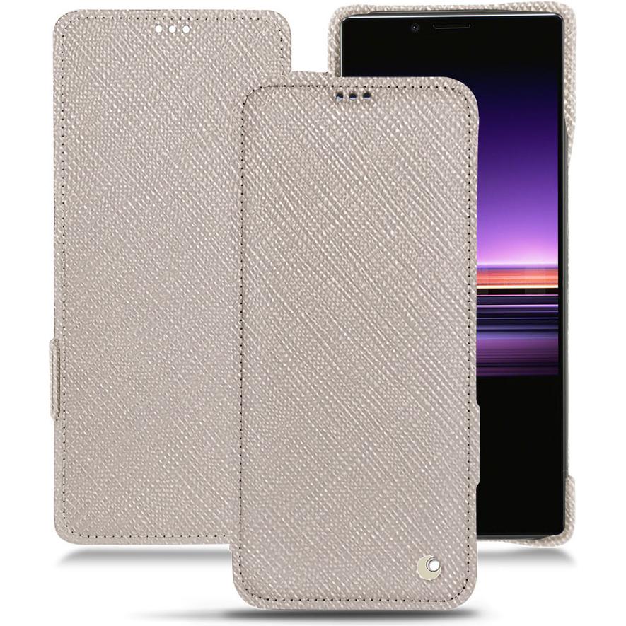 Noreve Lederschutzhülle horizontal (Sony Xperia 1), Smartphone Hülle, Beige