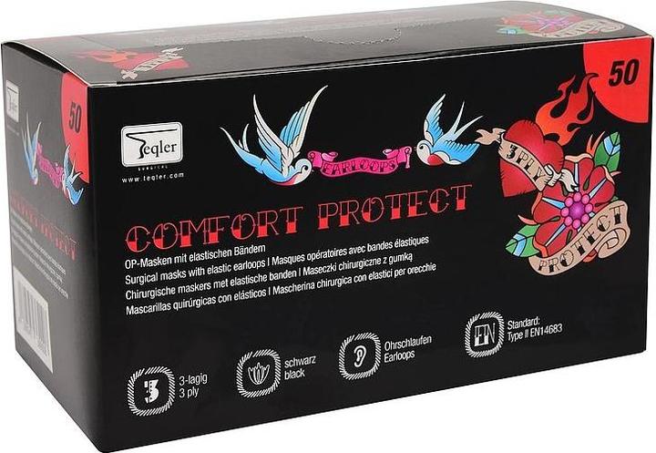 Image du produit Teqler Masques chirurgicaux avec bandes élastiques noir (Classe de protection II, 50 x)