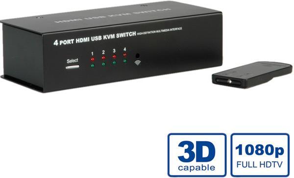 Image du produit Value Commutateur KVM HDMI USB Hub audio USB 4PC
