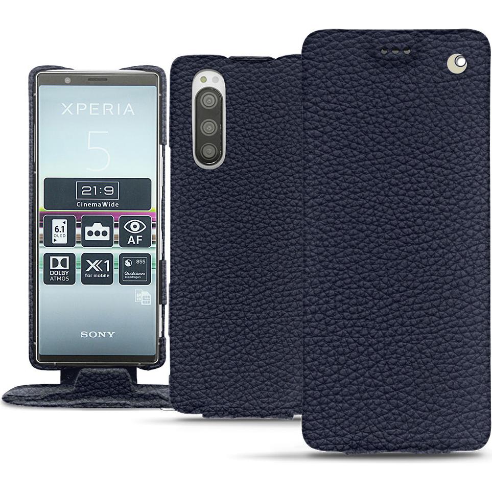 Noreve Lederschutzhülle vertikal (Sony Xperia 5), Smartphone Hülle, Violett