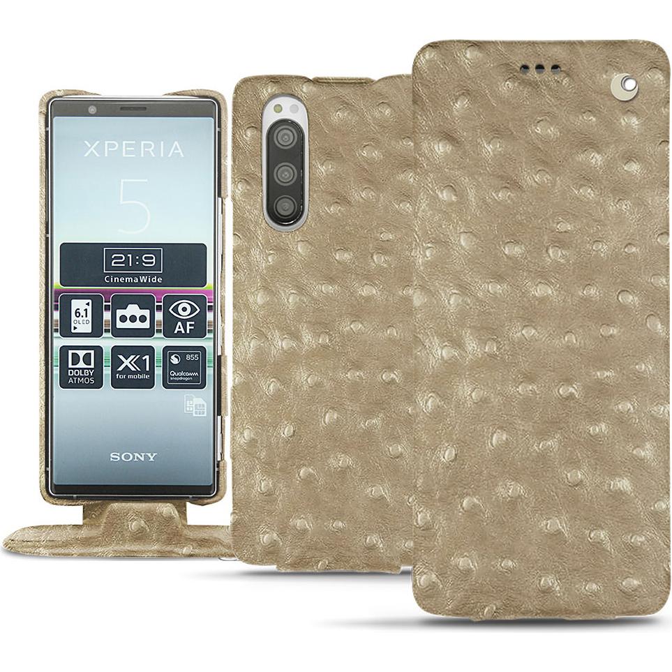 Thumbnail - Noreve Lederschutzhülle vertikal (Sony Xperia 5), Smartphone Hülle, Beige