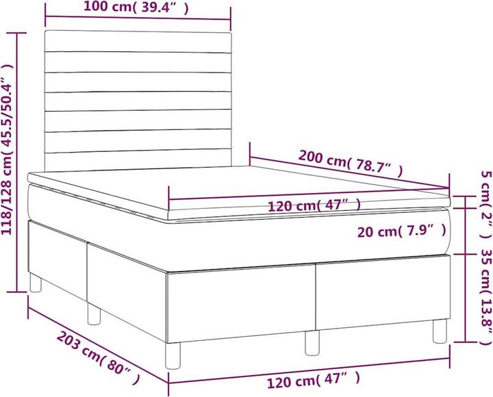 Produktbild vidaXL Boxspringbett (120 x 200 cm)