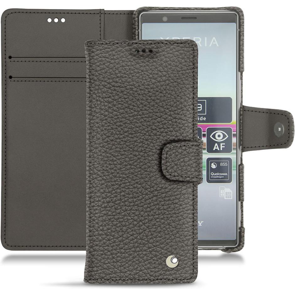 Noreve Lederschutzhülle Wallet (Sony Xperia 5), Smartphone Hülle, Grau