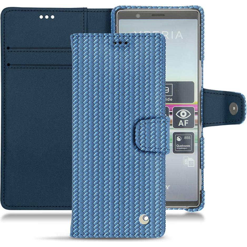 Noreve Lederschutzhülle Wallet (Sony Xperia 5), Smartphone Hülle, Blau