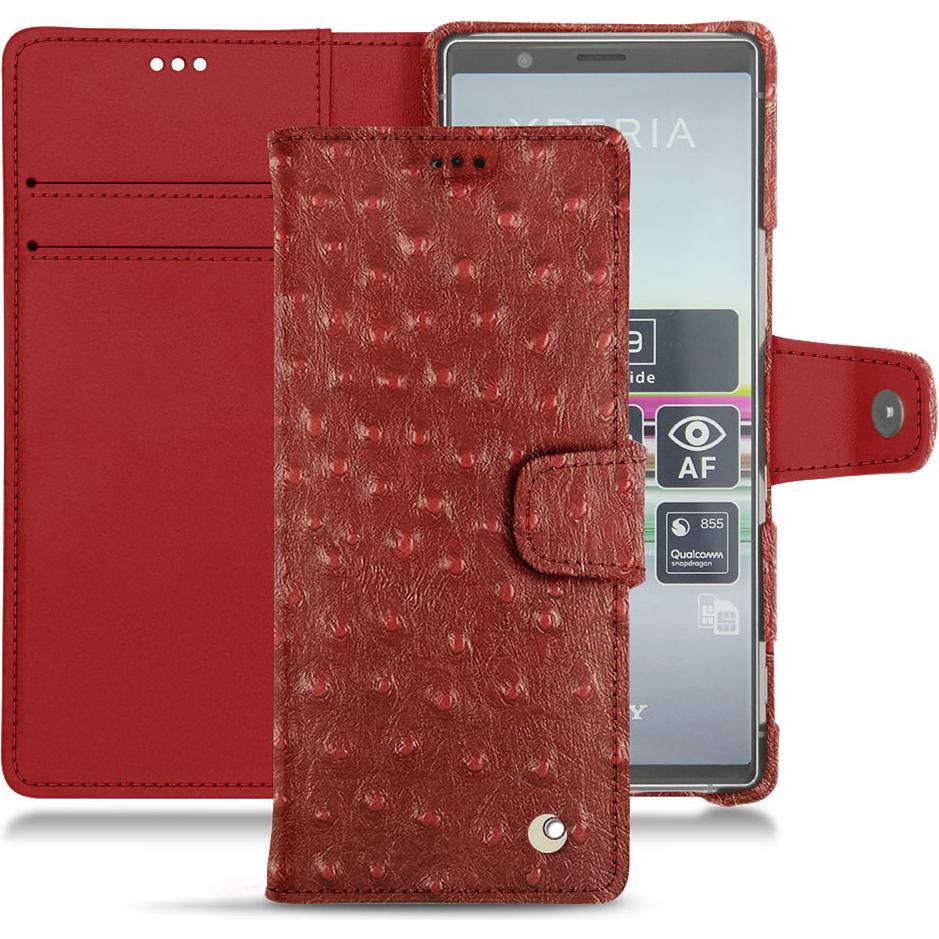 Noreve Lederschutzhülle Wallet (Sony Xperia 5), Smartphone Hülle, Rot