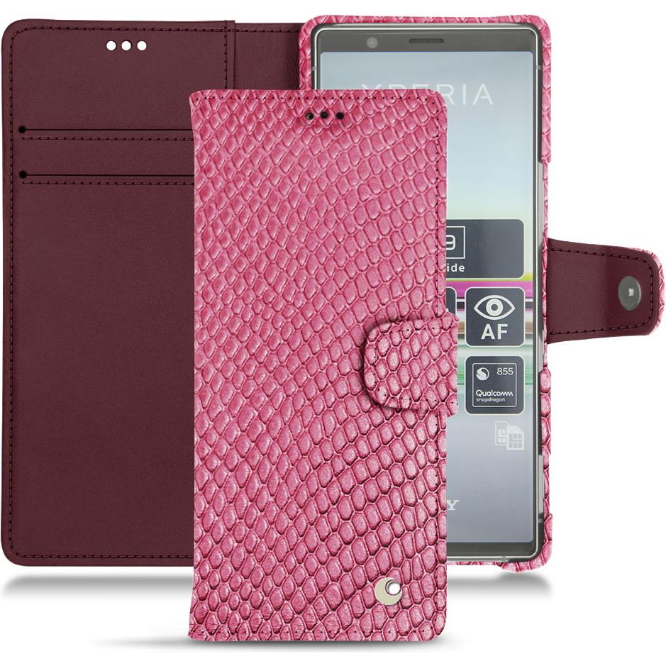Noreve Lederschutzhülle Wallet (Sony Xperia 5), Smartphone Hülle, Rosa