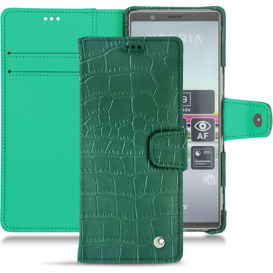 Thumbnail - Noreve Lederschutzhülle Wallet (Sony Xperia 5), Smartphone Hülle, Grün