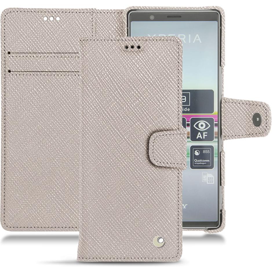 Noreve Lederschutzhülle Wallet (Sony Xperia 5), Smartphone Hülle, Beige