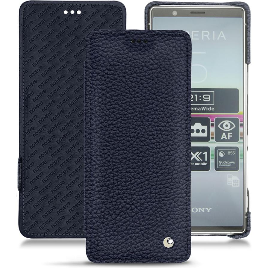 Noreve Lederschutzhülle horizontal (Sony Xperia 5), Smartphone Hülle, Violett