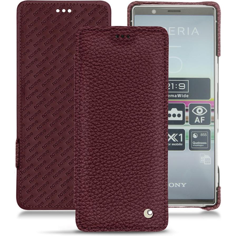 Noreve Lederschutzhülle horizontal (Sony Xperia 5), Smartphone Hülle, Violett