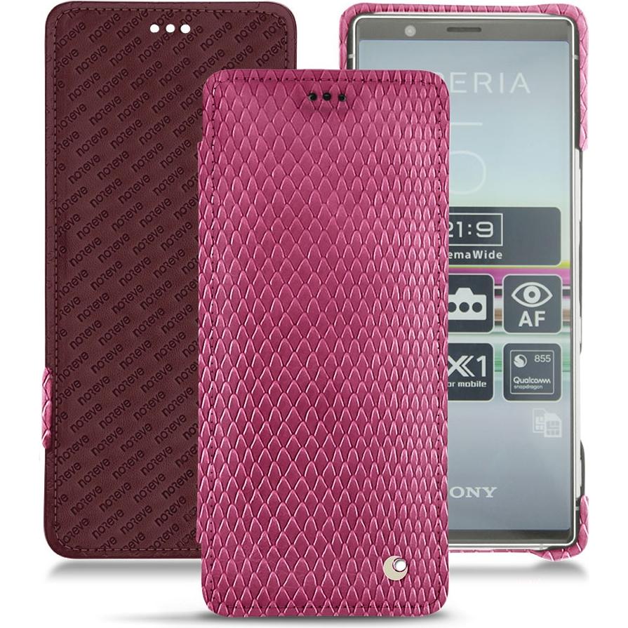 Noreve Lederschutzhülle horizontal (Sony Xperia 5), Smartphone Hülle, Rosa