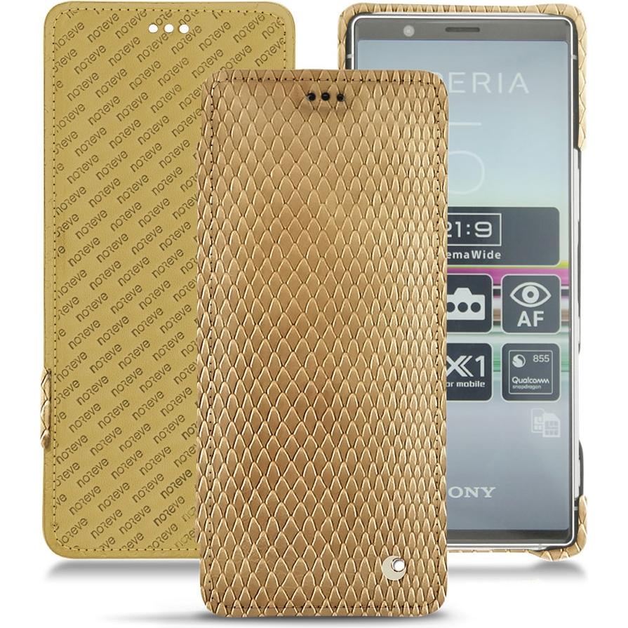 Noreve Lederschutzhülle horizontal (Sony Xperia 5), Smartphone Hülle, Beige